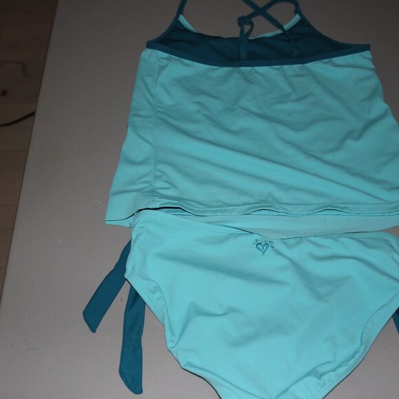 Blue & Purple 2 Pcs Justice Tankini Swimsuit Size 14 - Picture 6 of 13